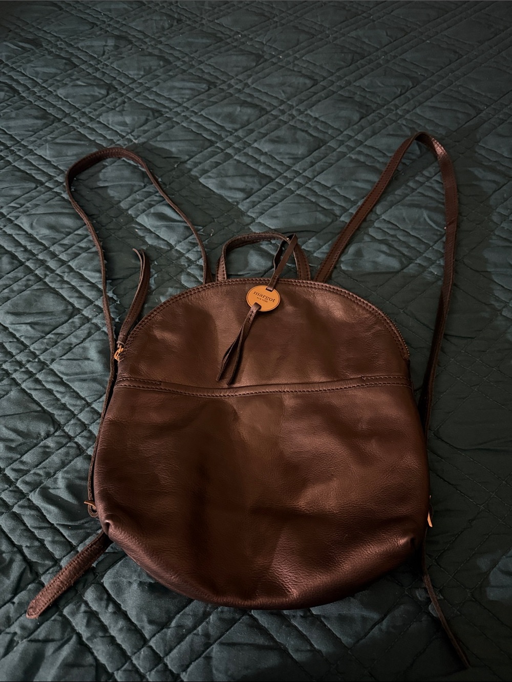 Black Margot Leather Round Backpack - Women Bags